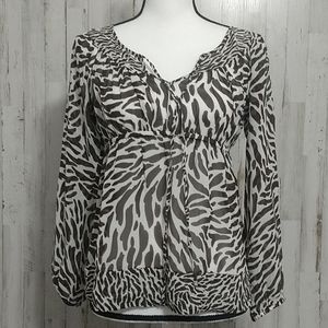 Michael Kors Animal Print Sheer Blouse